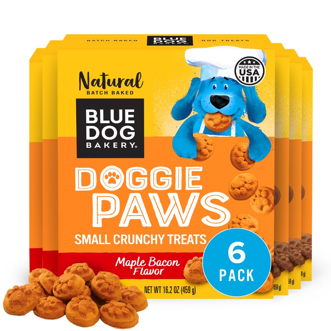 Blue Dog Bakery Natural Dog Treats, Doggie Paws, Maple Bacon Flavor, 16.2oz (6 Count)