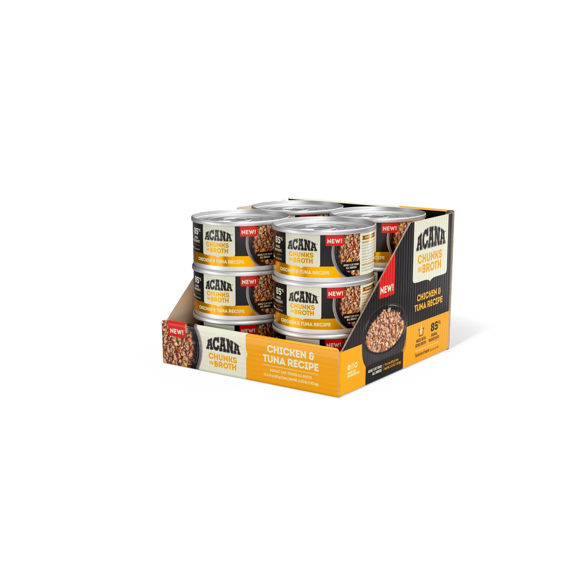 ACANA Chunks in Broth Wet Cat Food Chicken & Tuna Recipe 3oz Cans (12 Count)