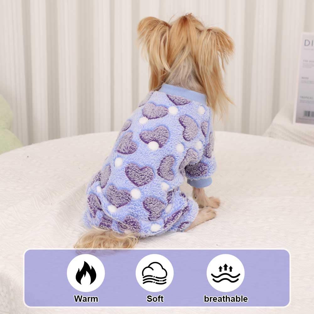 Sebaoyu Dog Sweater For Small Fleece Pajamas Girl Boy Warm Love Pet Clothes Puppy Winter Cute Tiny Outfit Pjs 4 Legs Jumpsuit Yo