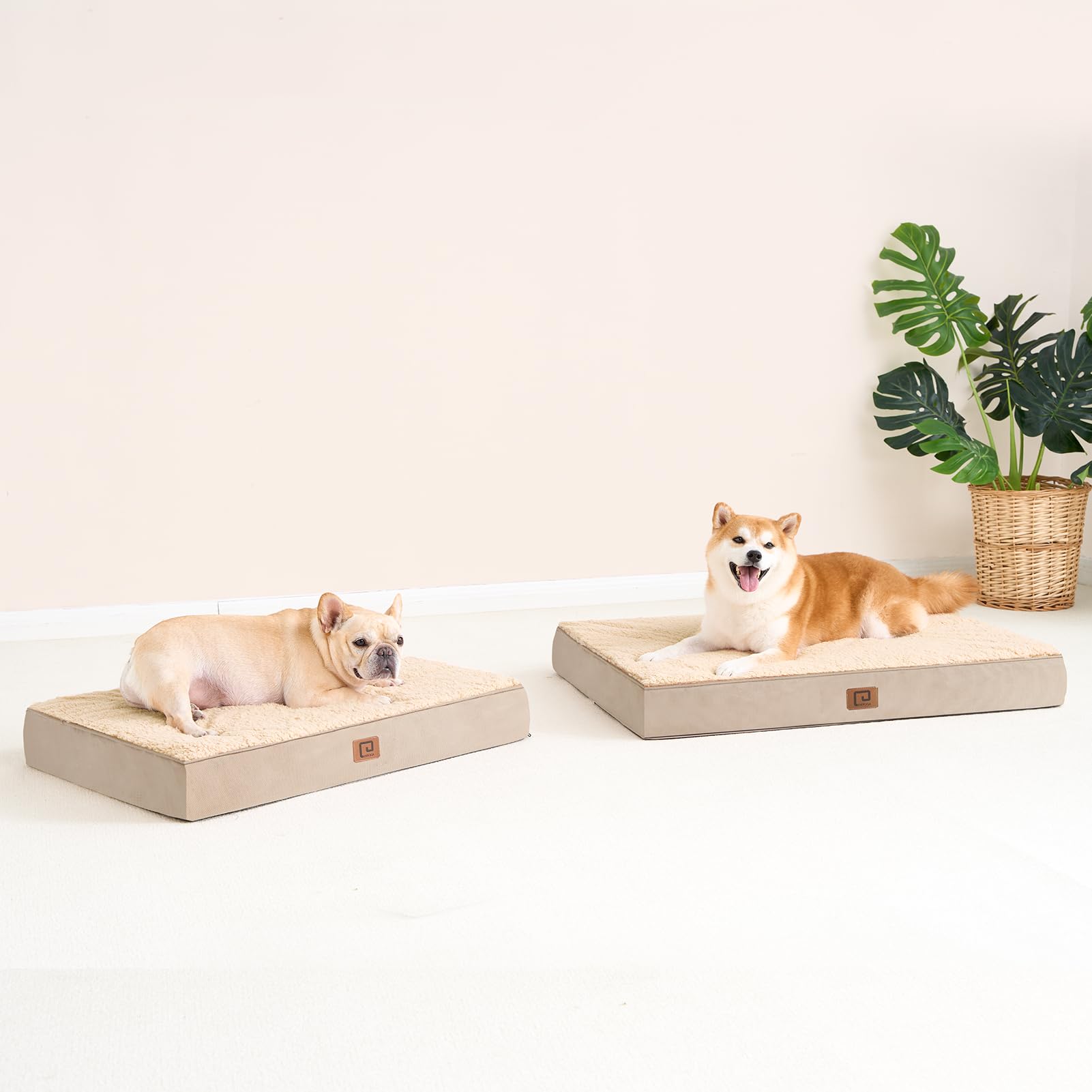Eheyciga Orthopedic Dog Beds For Large Dogs With Removable Washable Cover For Crate, Khaki, 35X23