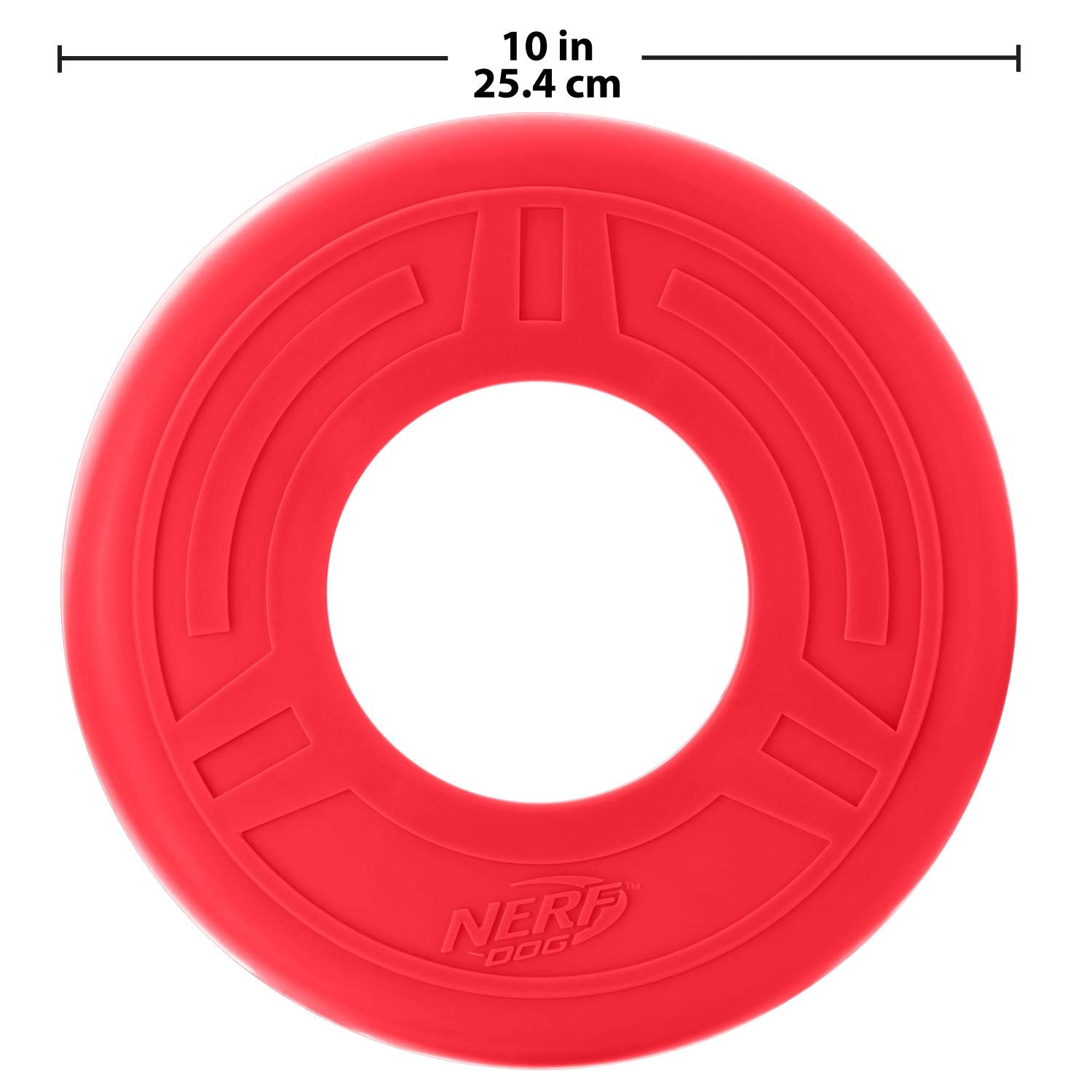 Nerf Dog Atomic Flyer Outdoor Dog Toy, 10 Inch Flying Disc Dog Fetch Toy, Rubber Dog Toy For Medium Dogs And Large Dogs, Red