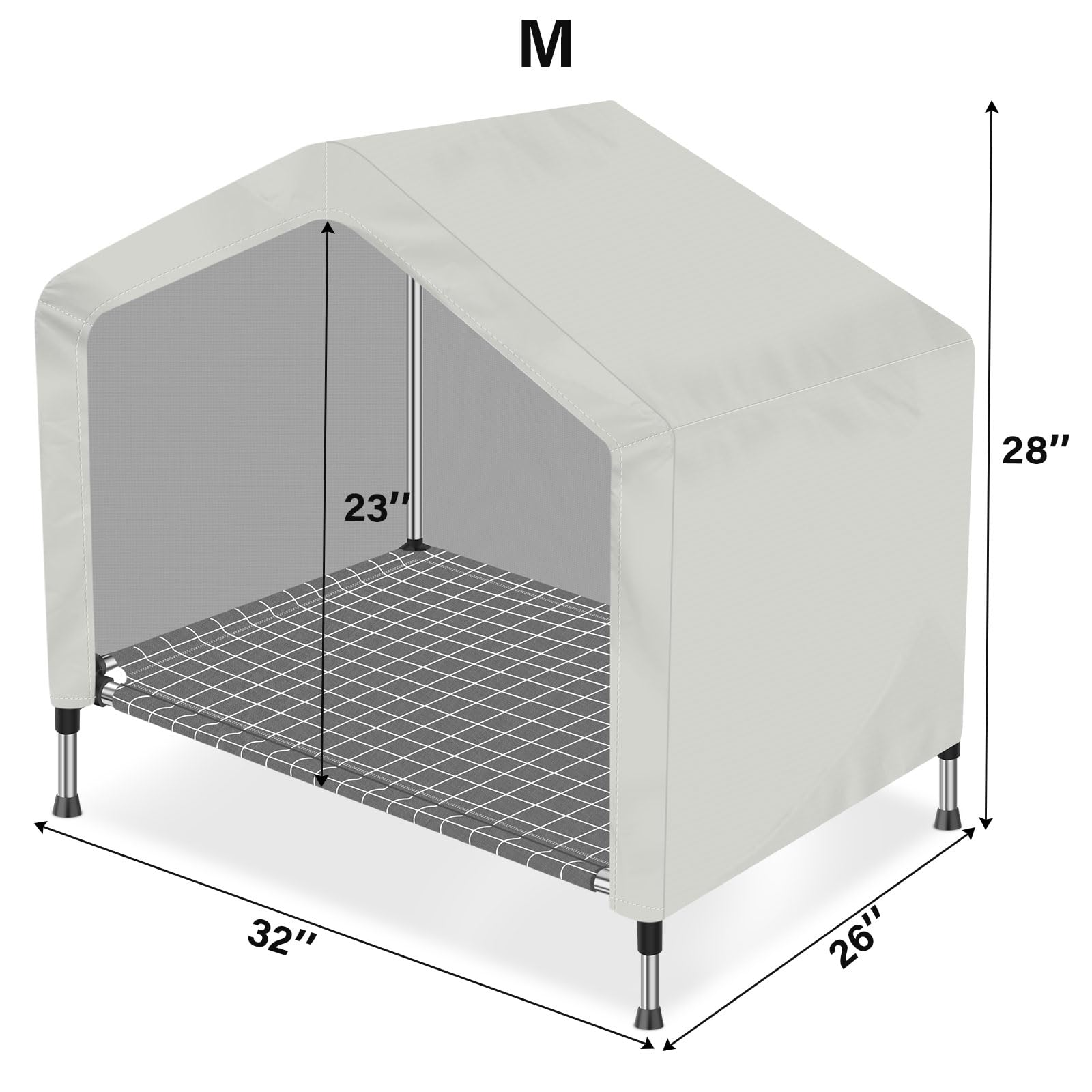 Elevated Dog House For Outdoor Or Indoor - Waterproof Dog Tent Cat House, Dog Sunshade Tent, Pet House With Removable Cover, Sui