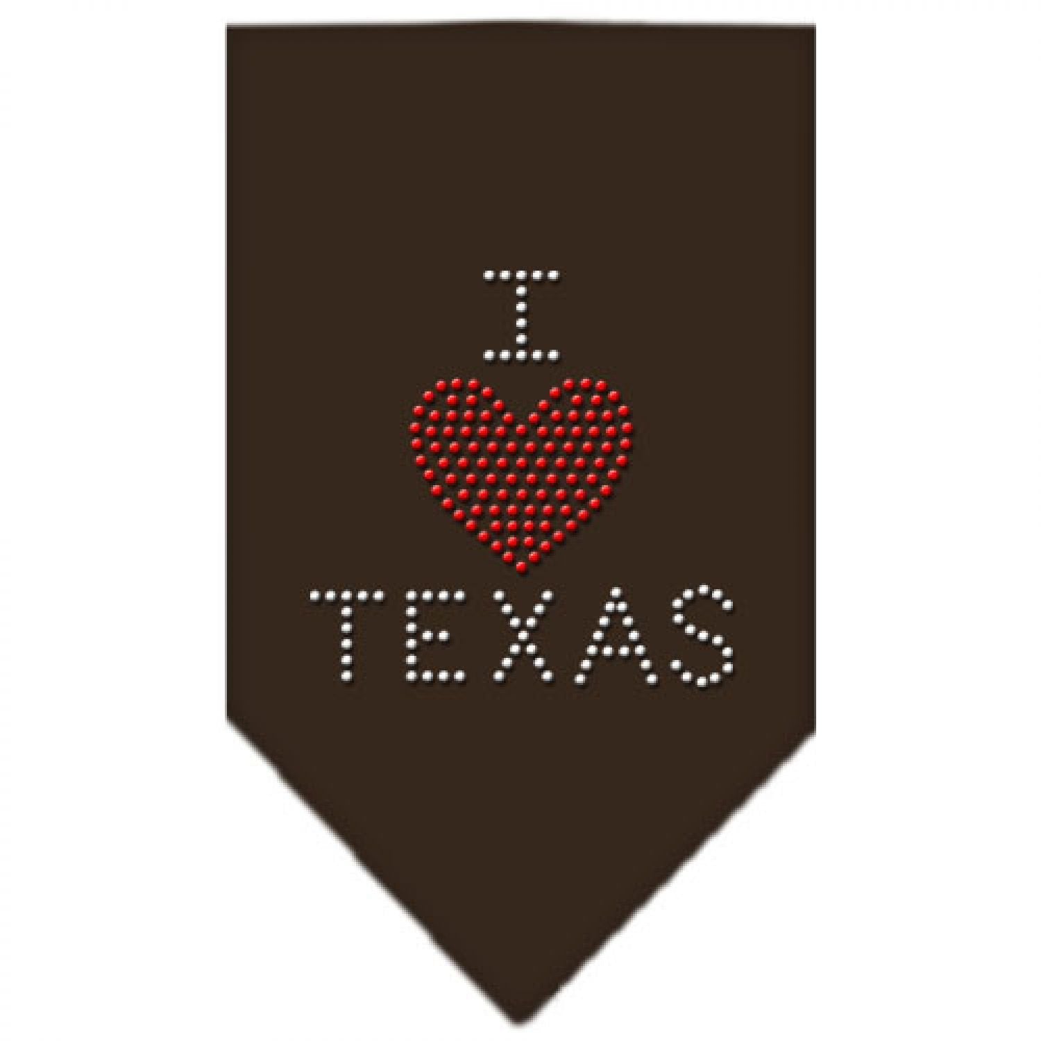 Mirage Pet Products I Heart Texas Rhinestone Bandana, Large, Cocoa