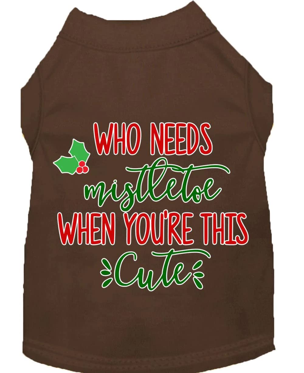 Christmas Pet Dog & Cat Shirt Screen Printed, "Who Needs Mistletoe" Bright Pink 2XL (20-25 lbs.)