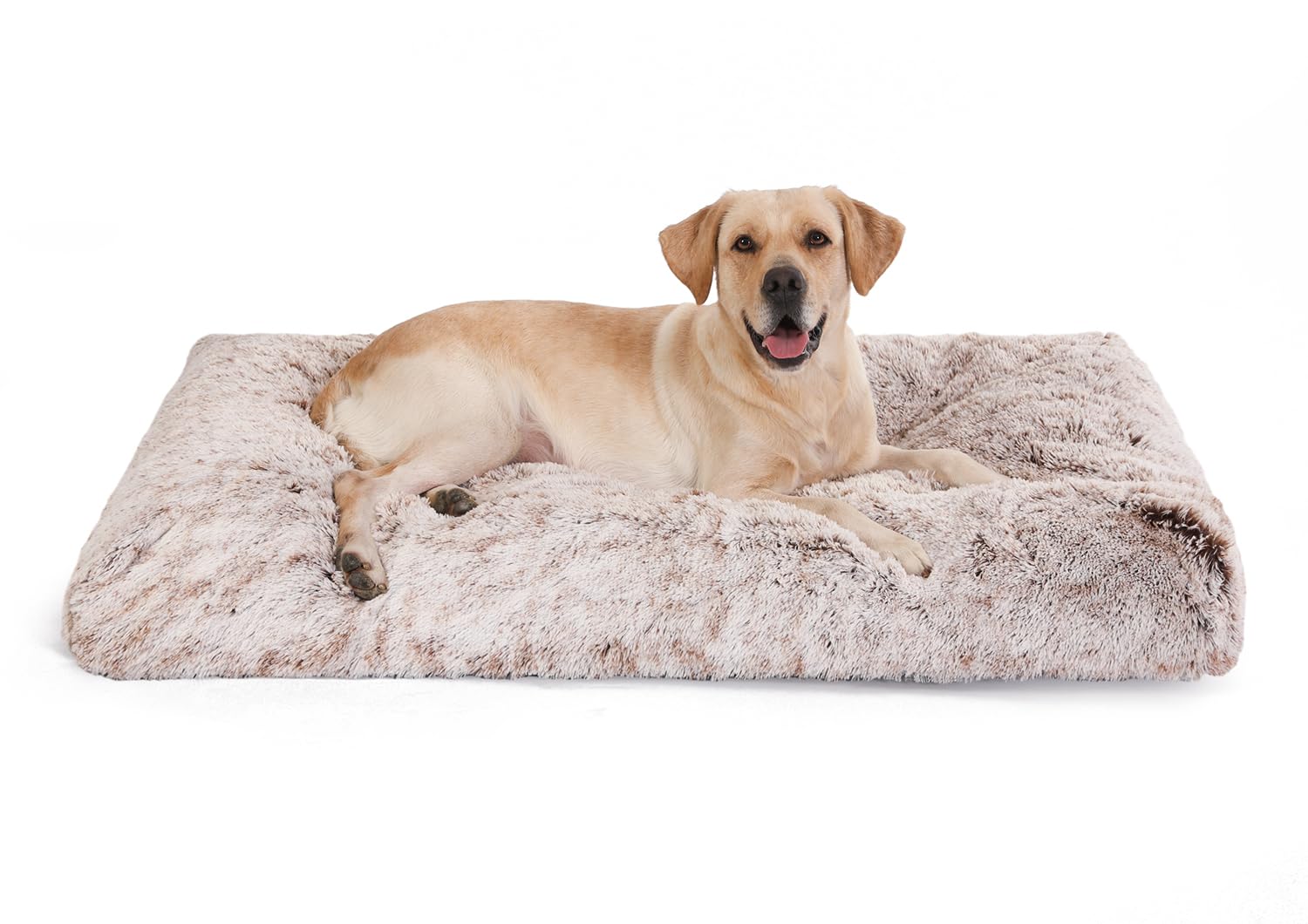 Bedfolks Plush Dog Crate Bed, Waterproof, Faux Fur, Xxl, 47''X29'', Brown