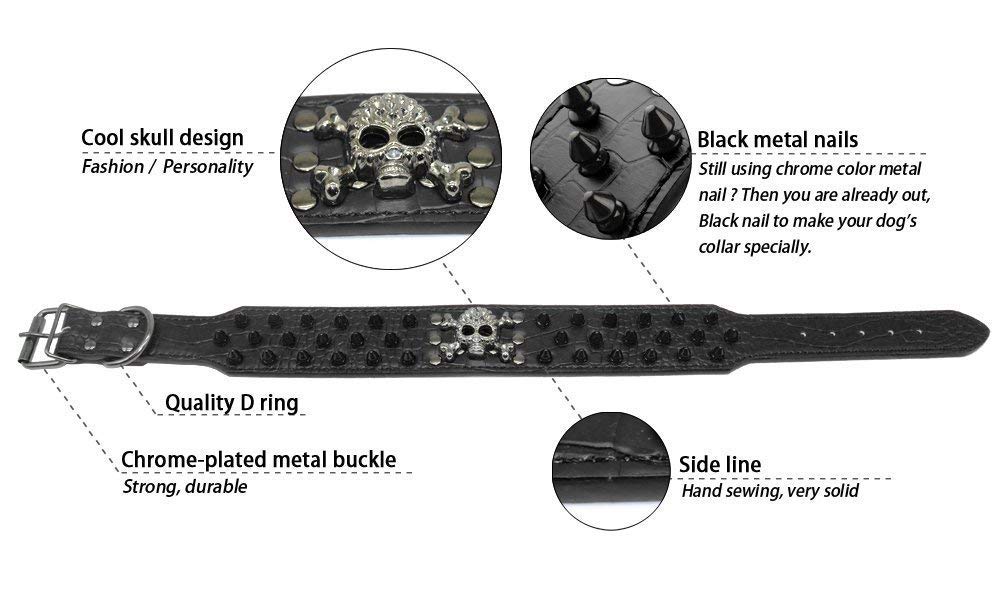 Serijoars Spiked Studded Dog Collar, Pu Leather Dog Collar, Adjustable Pet Collars For Medium Or Large Breed Pet (Xl, Black2)