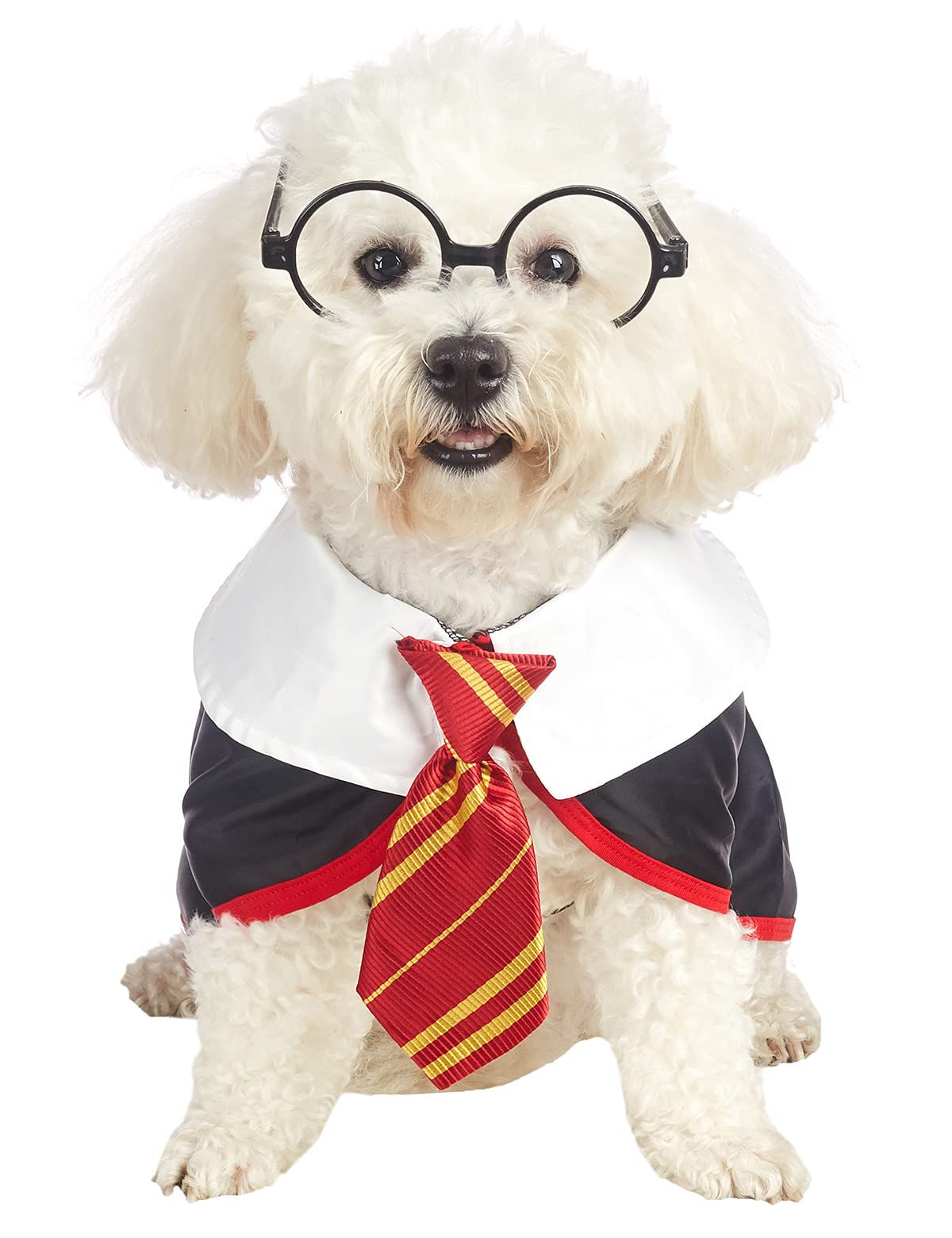 Impoosy Pet Halloween Dog Shirts Funny Cat Wizard Costume Cute Apparel Soft Clothes With Glasses (Medium,Neck:14')