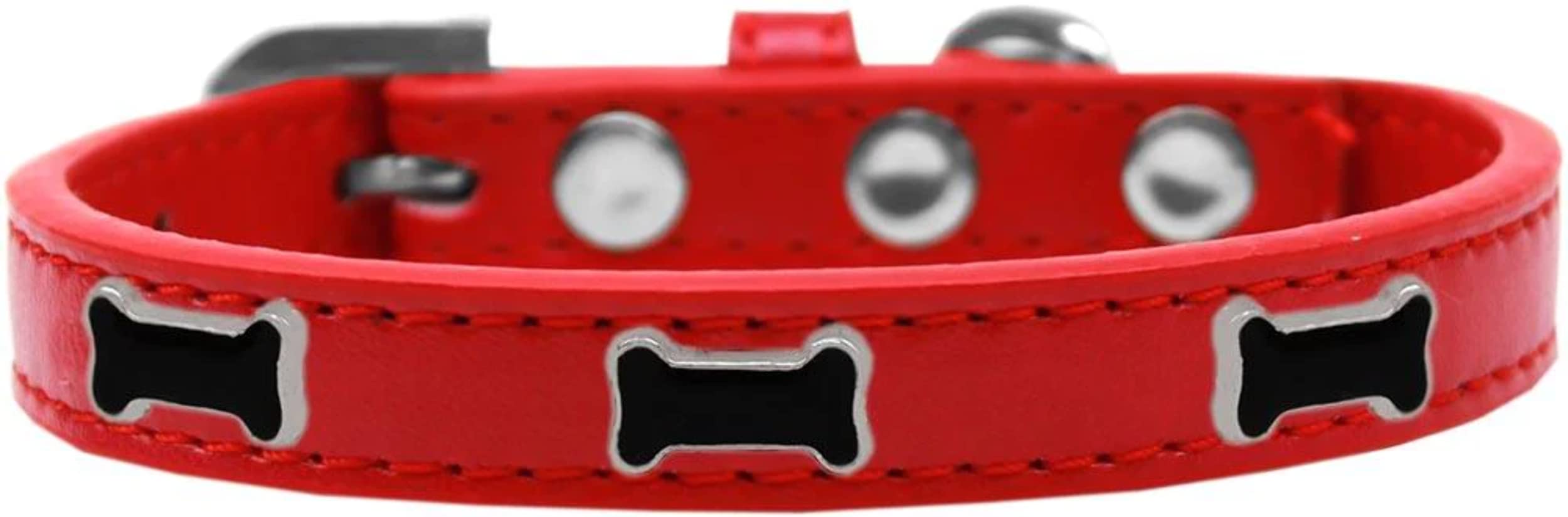 Mirage Pet Products Black Bone Widget Dog Collar Bright Pink, Size 10