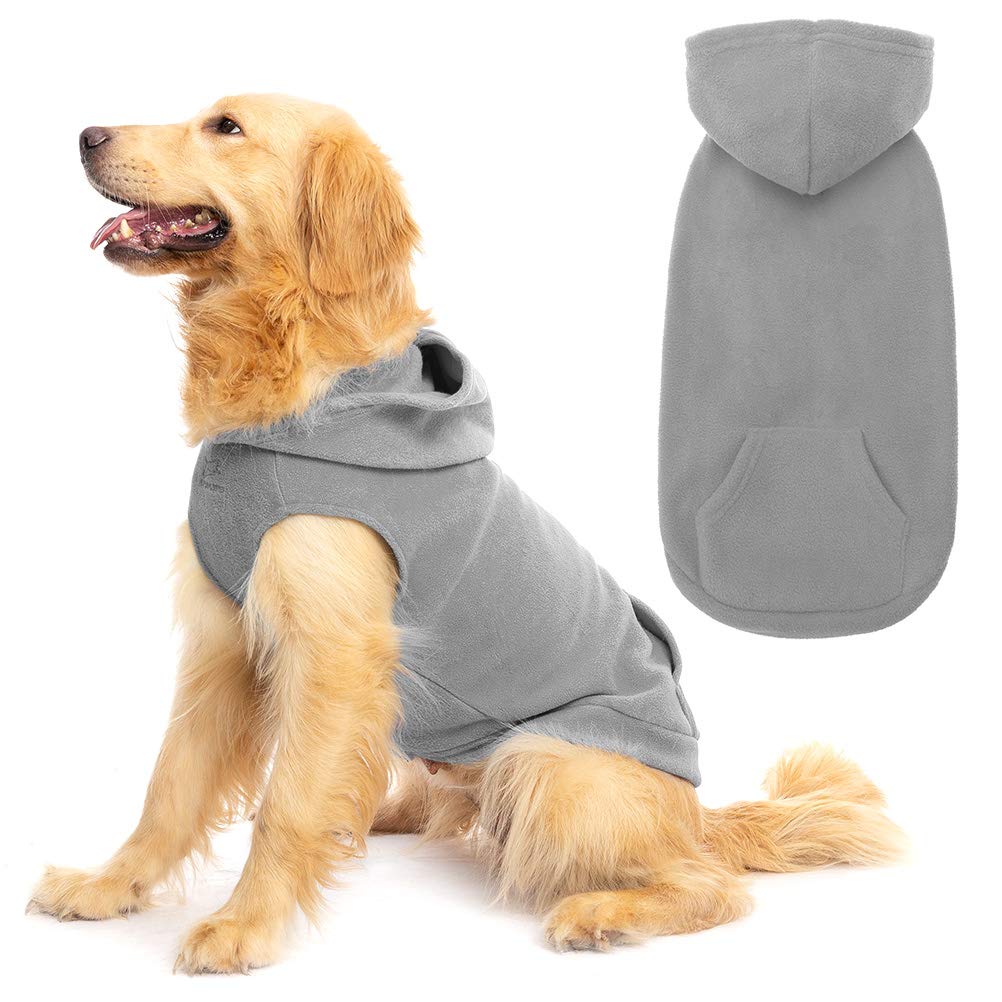 Expawlorer Pet Dog Clothes With Pocket, Polar Fleece Dog Hoodie Fall Cold Winter Sleeveless Sweater With Hat Warm Cozy Sweatshirt For Small To Large Dogs Boy And Girl (Grey, Xl)