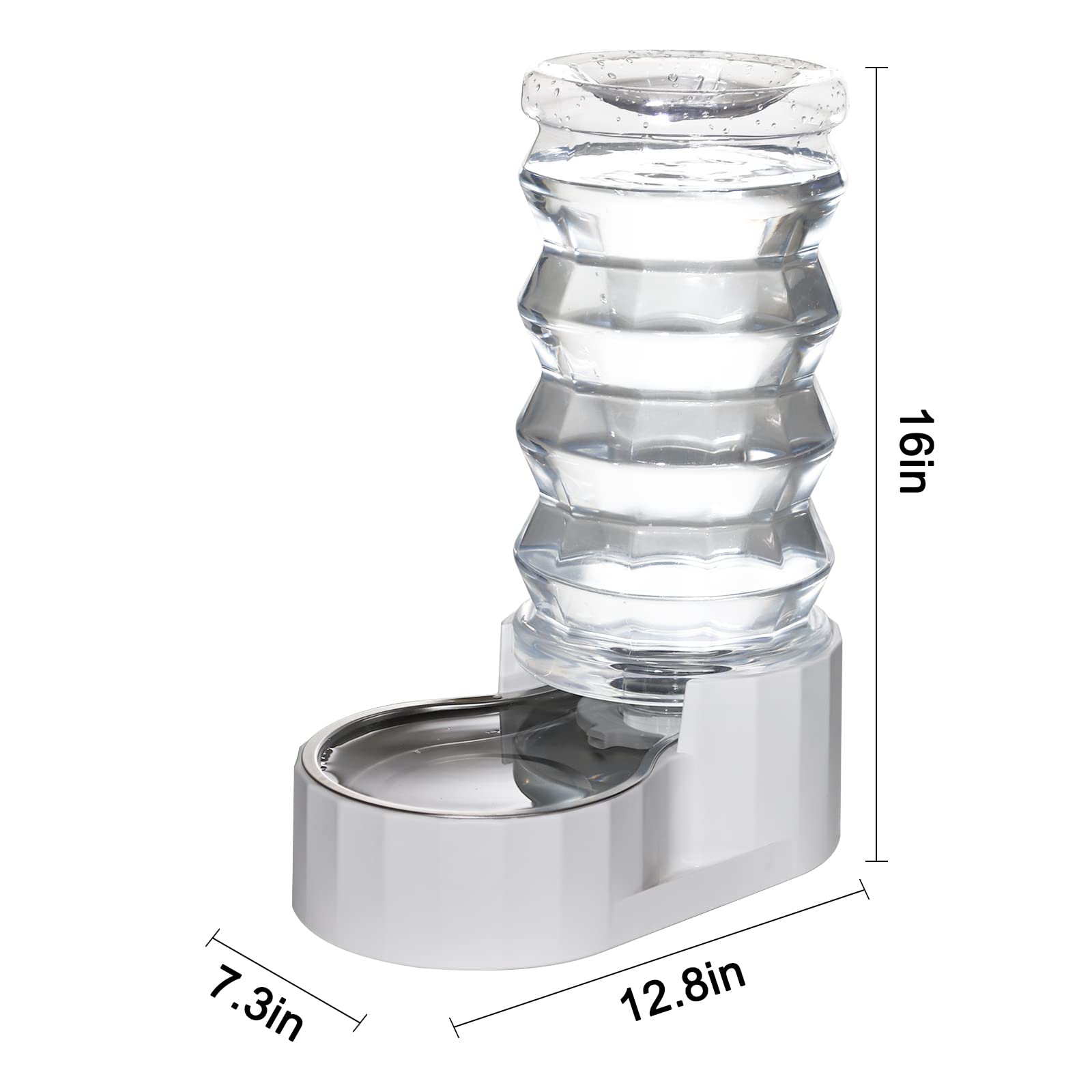 Rizzari Upgraded 8L Automatic Gravity Dog Water Bowl Dispenser, 100% Bpa-Free, Stainless Steel Cat Water Dispenser, Large Capacity Water Dispenser With Two Caps And Filters (Pure White,8L)