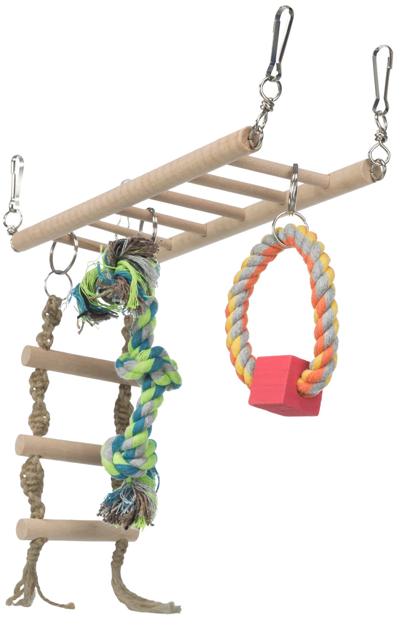 Trixie Small Animal Suspension Bridge, Hanging Cage Accessory, Climbing Toy With Ladder, Rope, And Ring, Ideal For Rats, Ferrets