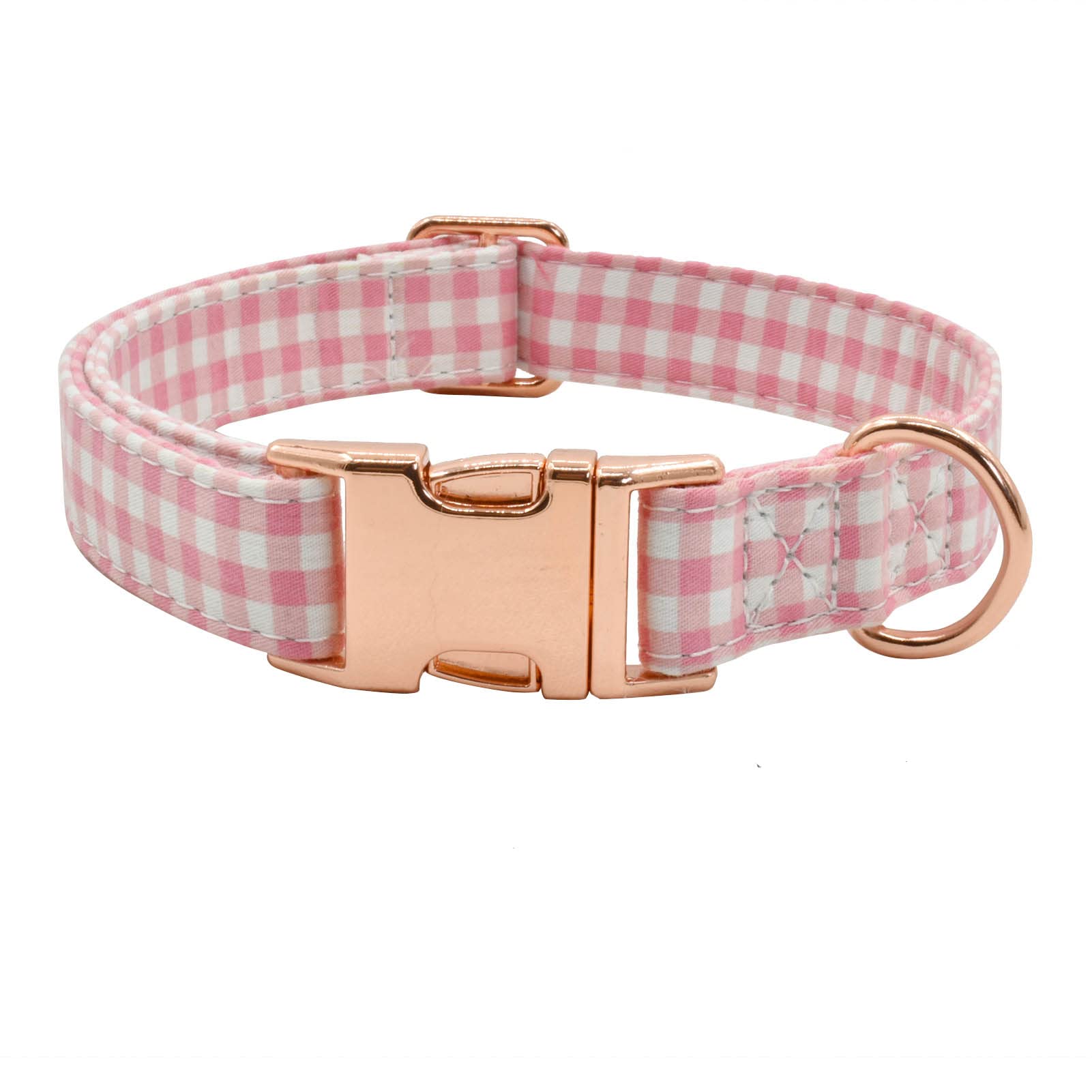 Metal Buckle Dog Collar, Durable Adjustable Dog Collar Soft For Small Medium Large Dogs (Pink Plaid, S(10-14In)