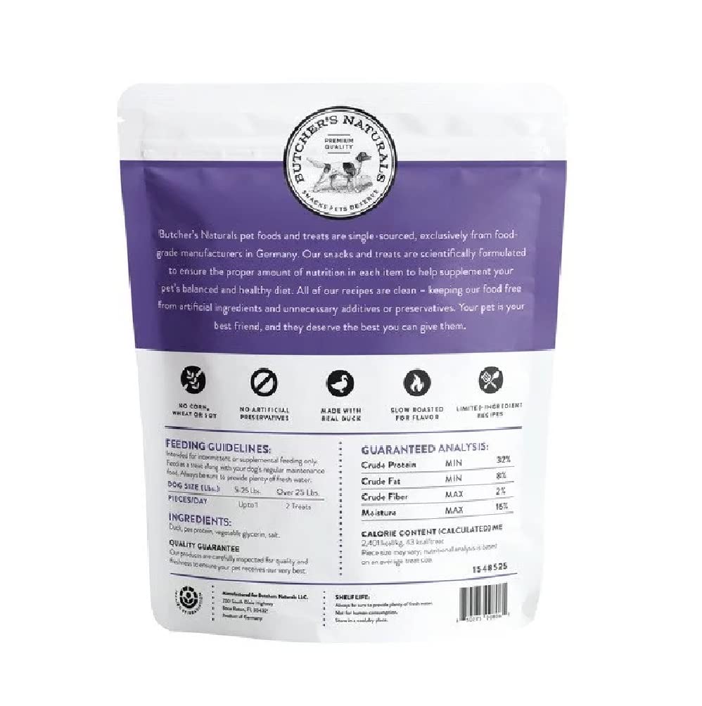 Butchers Naturals Dog Treat Real Duck Slow Roasted Small Batch Contains 75% Meat No Corn No Soy (40 OZ)