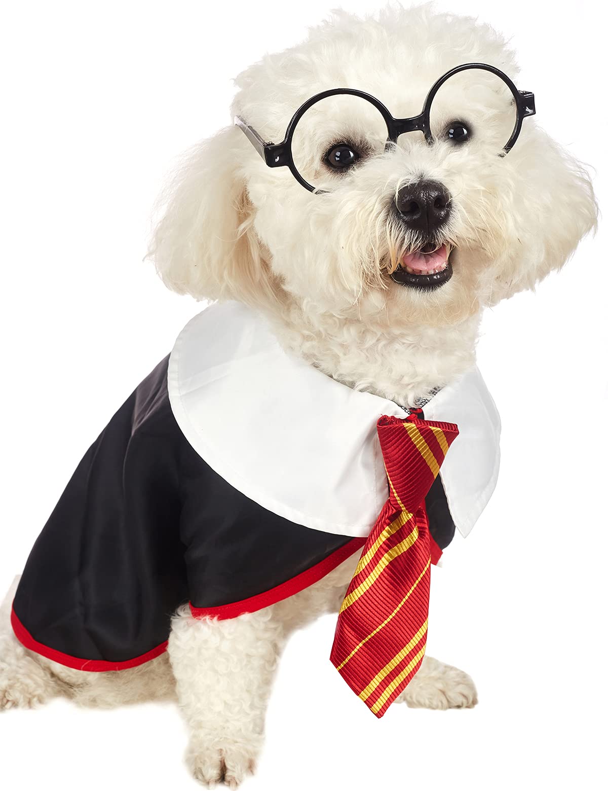 Impoosy Pet Halloween Dog Shirts Funny Cat Wizard Costume Cute Apparel Soft Clothes With Glasses (Large,Neck:18')