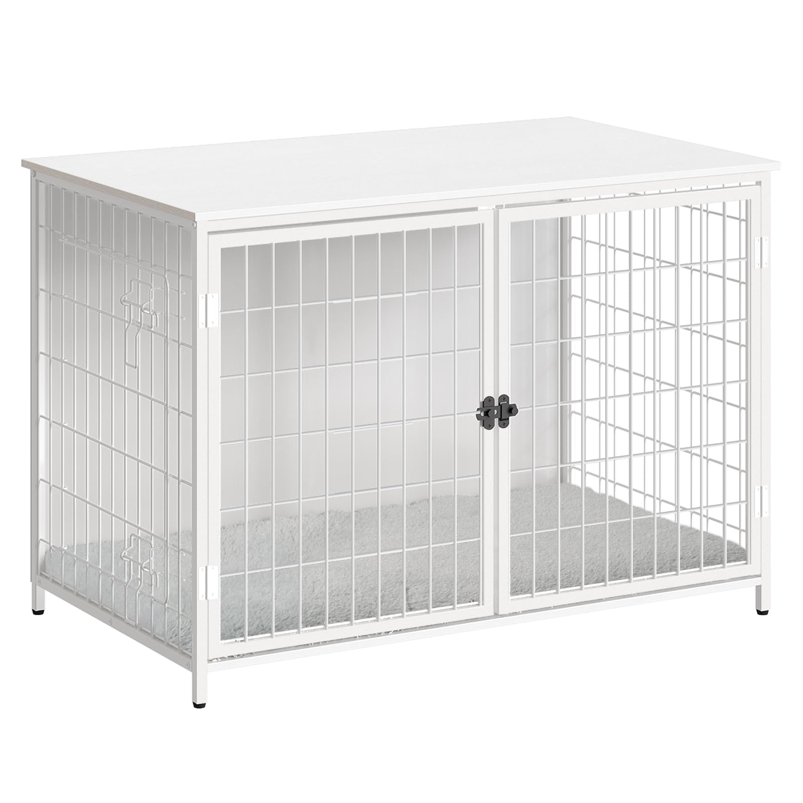 MAHANCRIS Dog Crate Furniture with Cushion, Wooden Dog Kennel with Double Doors, Heavy Duty Dog Cage for Small/Medium/Large Dogs