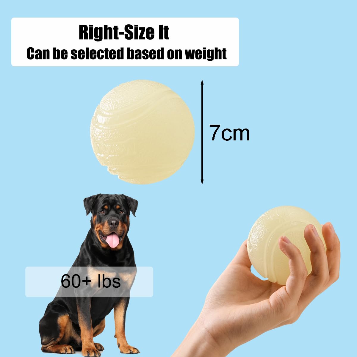 Vitalili 2 Pcs Glowing Fetch Ball For Dogs - Rubber Toy Water Ball, High Bounce Training Chew Resistant For 60+ Lbs Belgian Mali