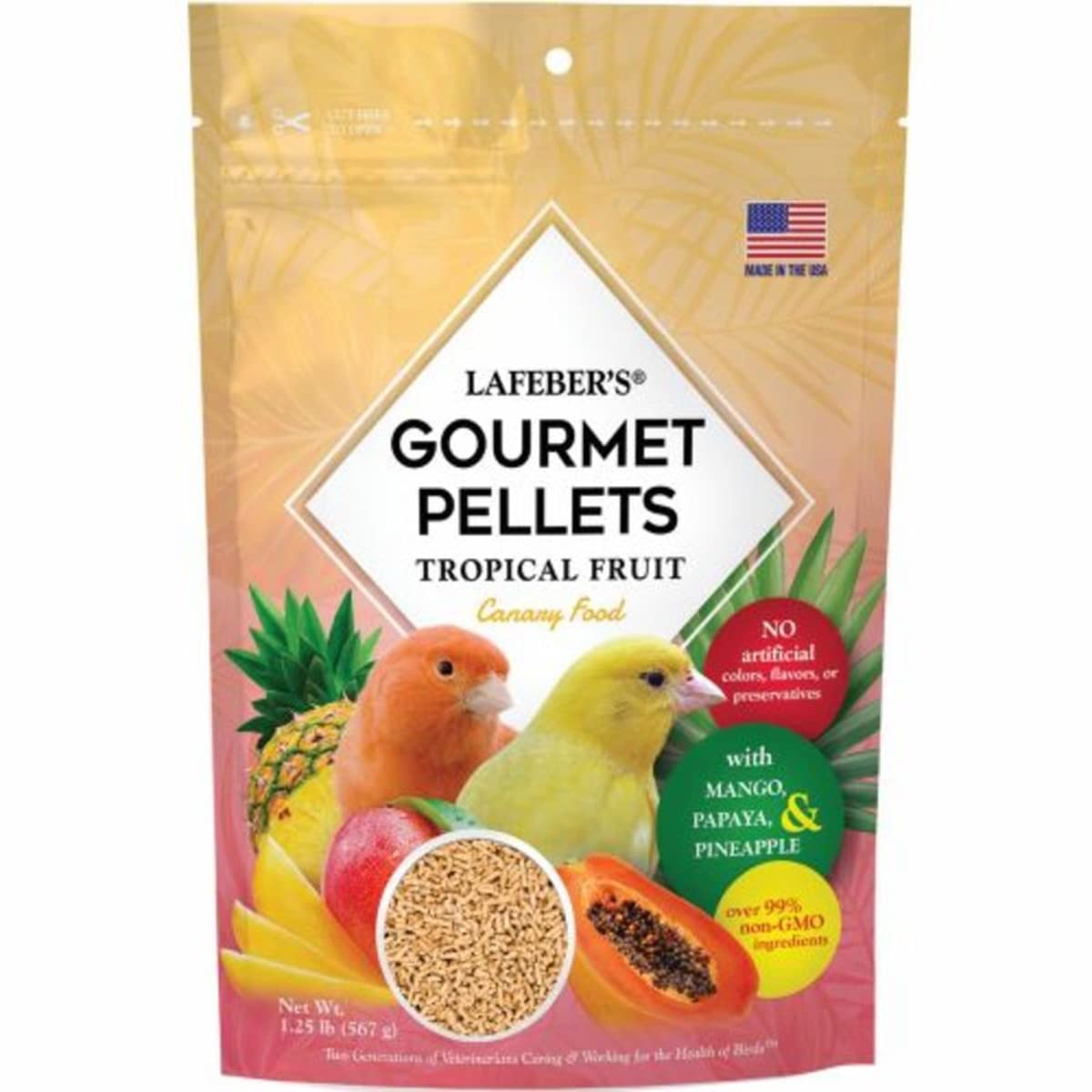 LAFEBERS Tropical Fruit Gourmet Pellets Pet Bird Food, No Added Sugar, Made with Non-GMO and Human-Grade Ingredients, for Canar