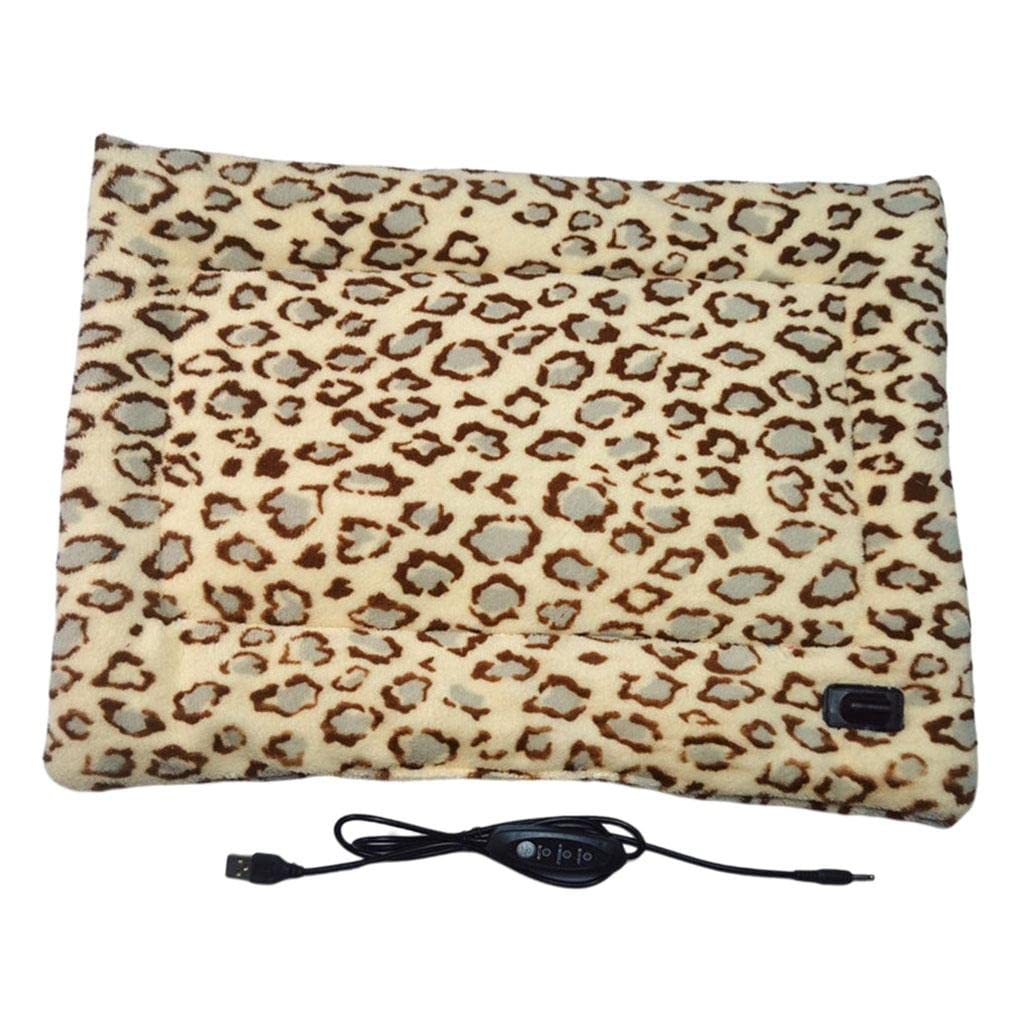 ZOOMELLA Pet Heating Pad Electric Blanket Heated Mat Warming Bed Three Grade Leopard|Pet Supplies |Beds