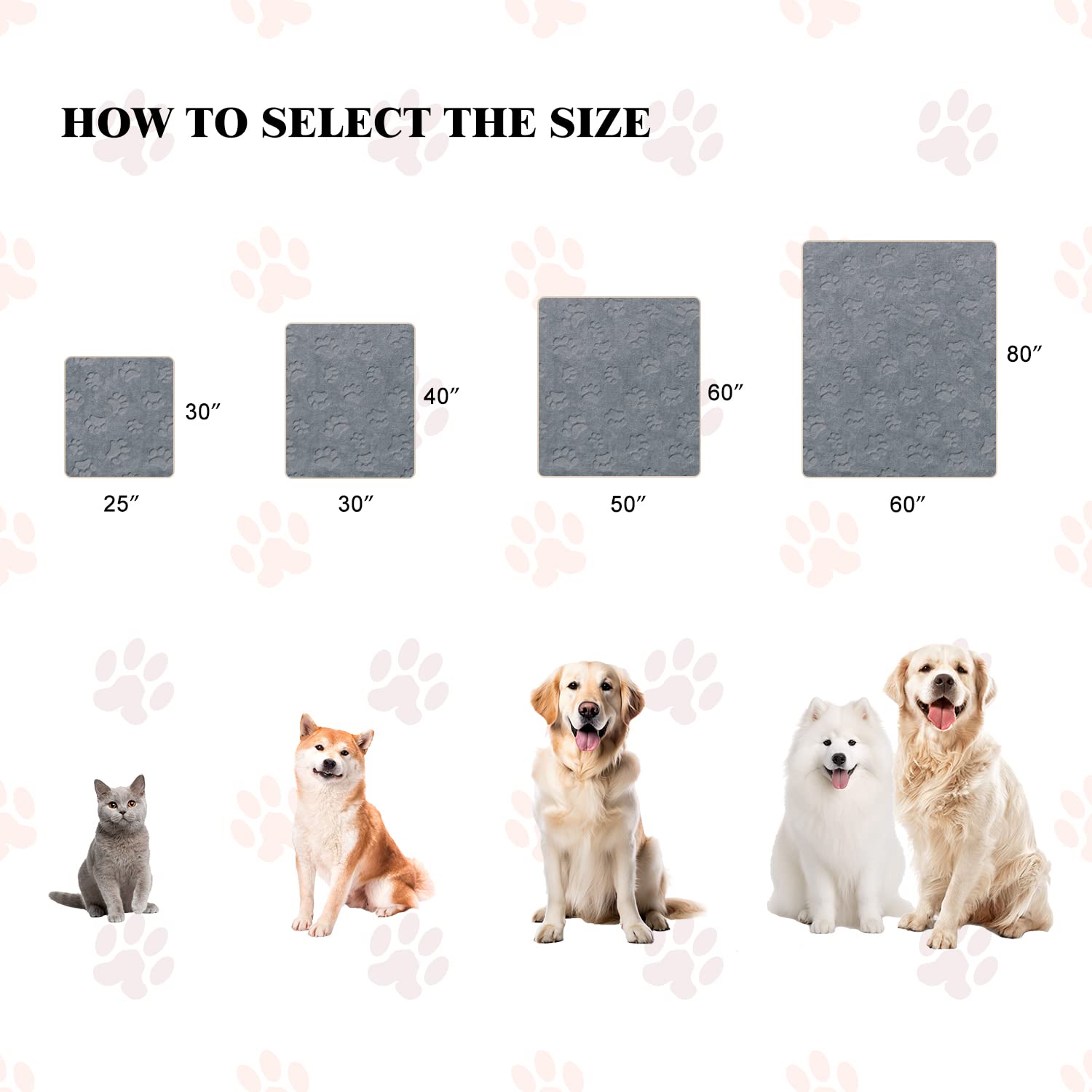 Qeils Waterproof Cat Blanket - Soft Plush Sherpa Fleece, 25"x30", Grey