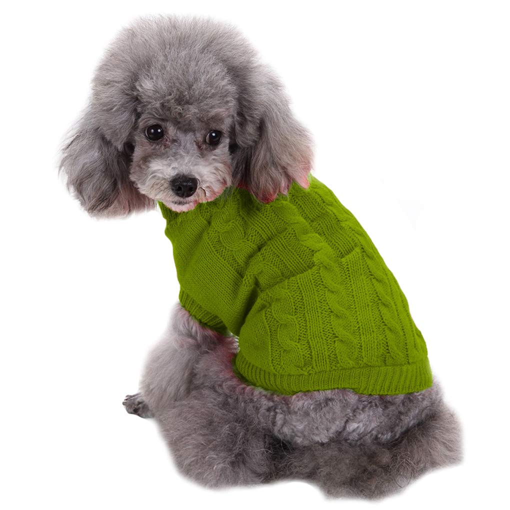 Small Dog Sweaters Knitted Pet Cat Warm Dog Sweatshirt Winter Clothes Kitten Puppy Sweater (X-Small,Light Green)