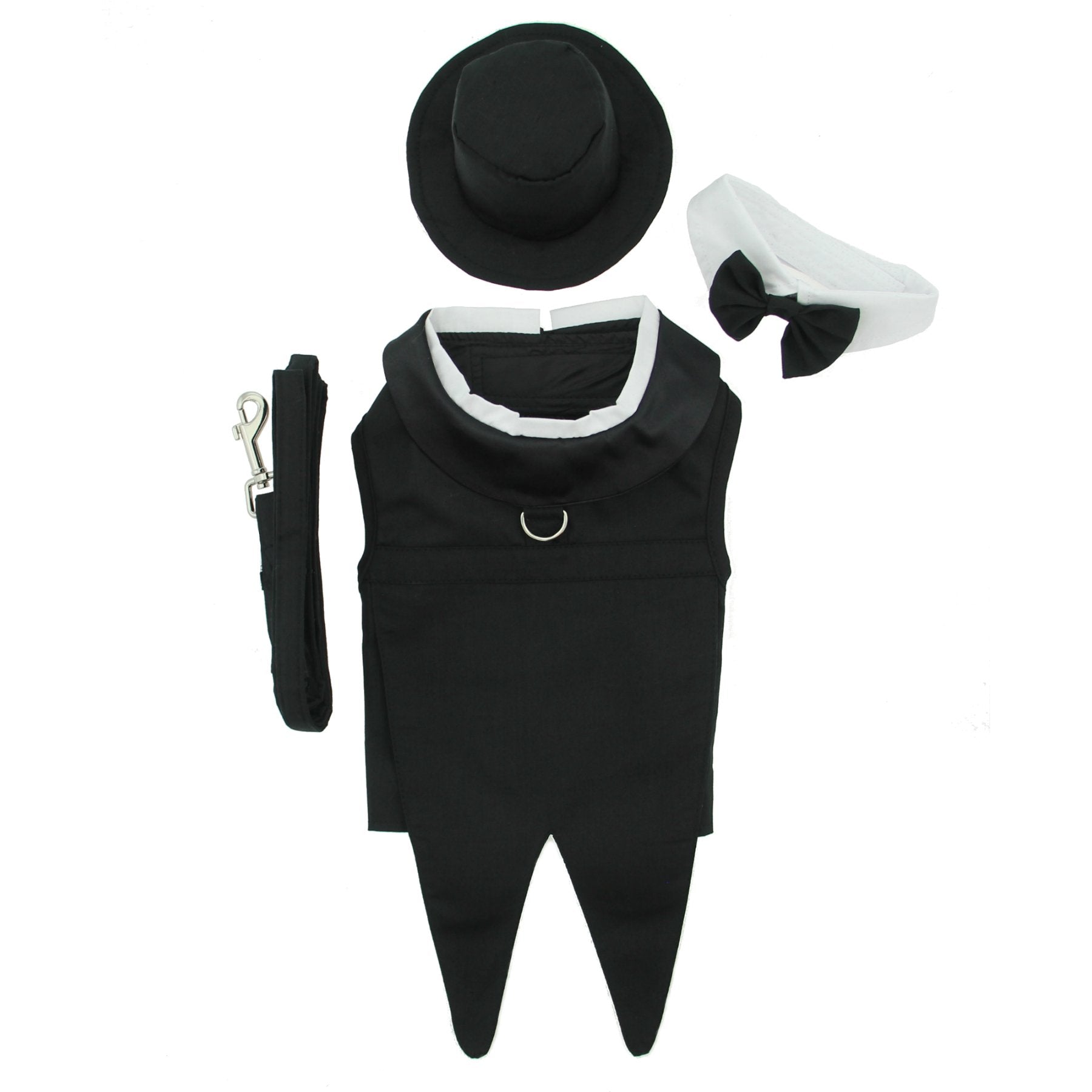 Doggie Design Black Formal Tuxedo Dog Harness with Tails, in Size Medium (Chest 16-19'' Neck 13-16'' - Pets weighting 11-15lbs) 