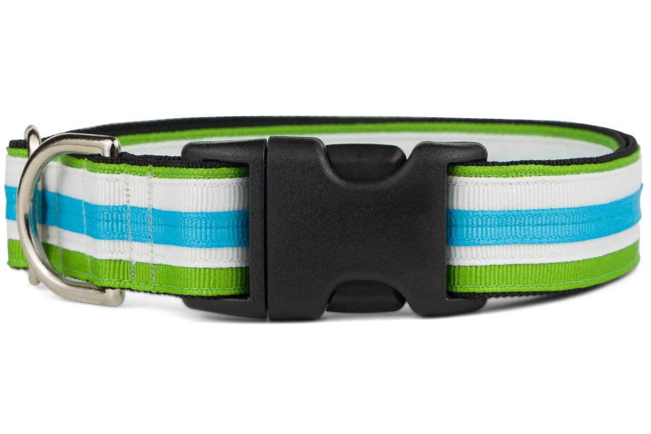 If It Barks 1'' Designer Striped Dog Collar (Large (19''-30''), Pacific)