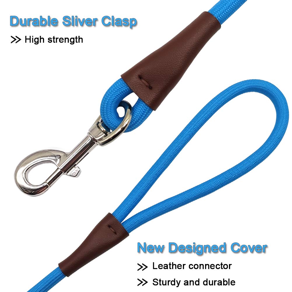 Maypaw 4Ft/6Ft/8Ft/10Ft Dog Leash, Classic Solid Colors, Strong Nylon Rope Dog Leash Reinforced With Leather Tailor Connection H