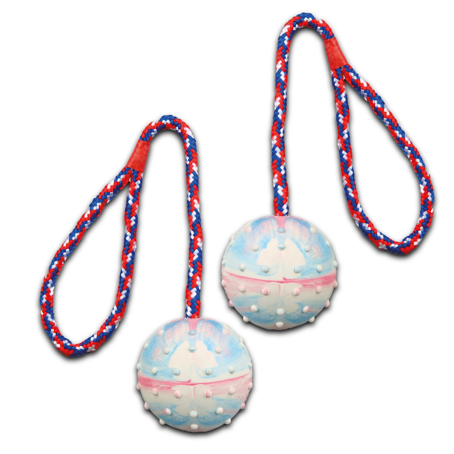 TRIXIE Ball on a Rope Natural Rubber Dog Toy (Pack of 2)  30 cm