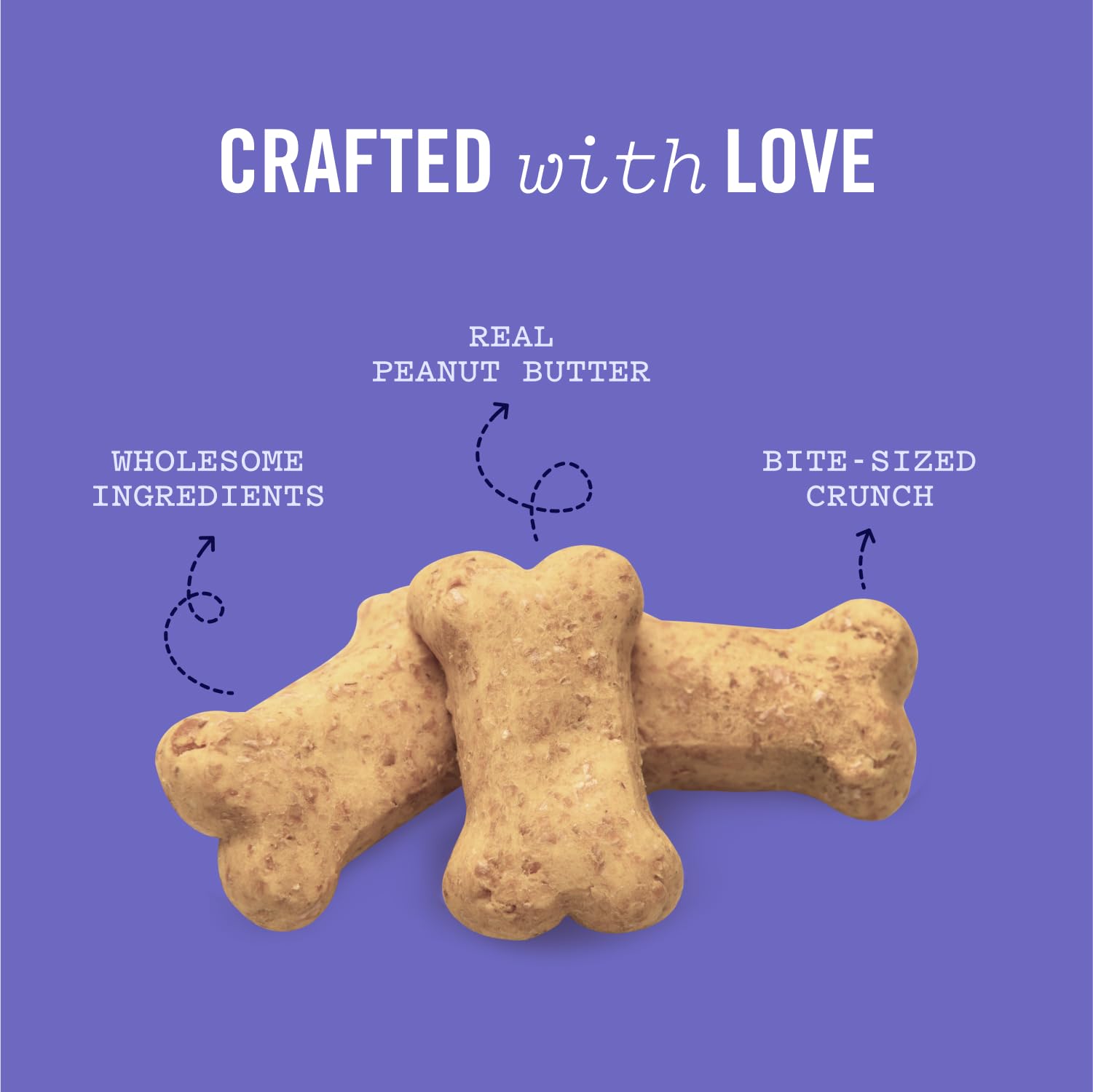 Three Dog Bakery Itty Bitty Bones Dog Treats, Peanut Butter, 32 oz, Natural, Model 320123