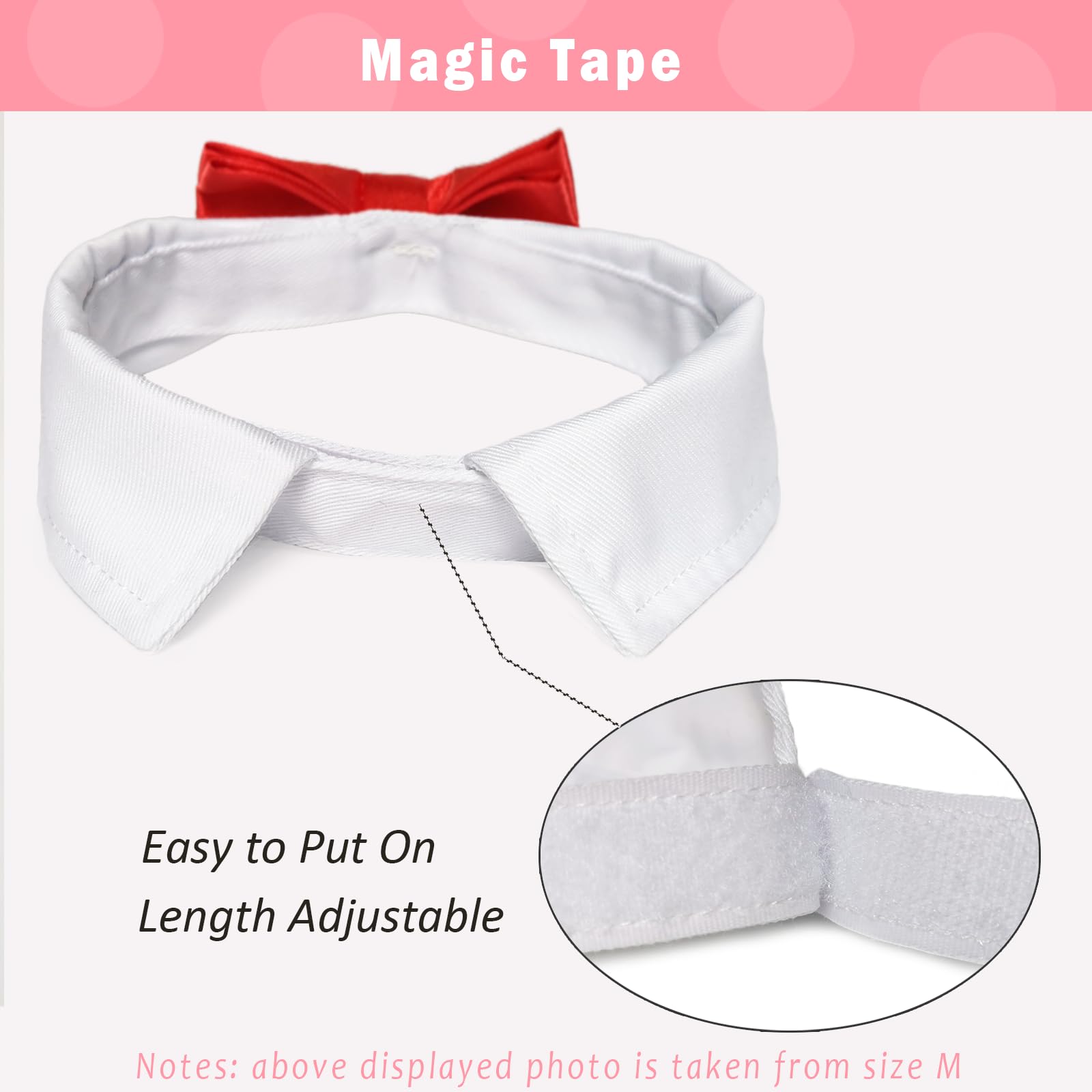 Formal Dog Bowtie Collar, Koolmox Red Tuxedo For Dogs, Tuxedo Dog Neck Bow Red With Adjustable White Collar Formal Pet Collar Necktie For Small Medium Large Boy Dog Tuxedo Tux Outfits Costumes