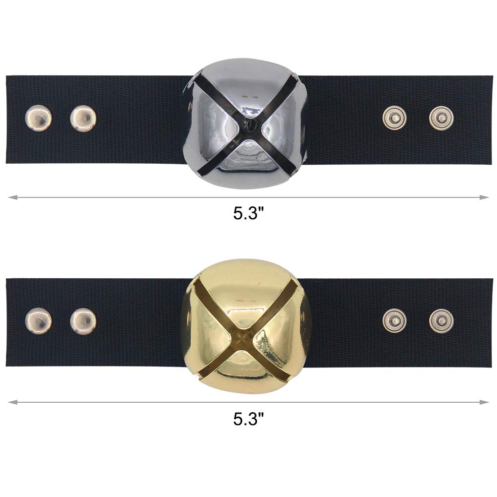 SCENEREAL Large Dog Collar Bell - 1.5" Extra Loud Metal Dog Bell - Gold/Silver - 2 Pack for Training, Hiking, Walking, Hunting