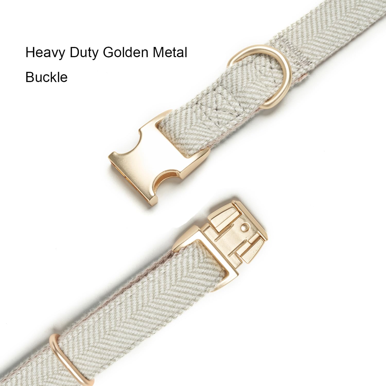 YUDOTE Soft Cotton Hemp Dog Collar with Metal Buckle Adjustable Tweed Dog Collars for Small Medium Large Dogs(Grey,Medium)