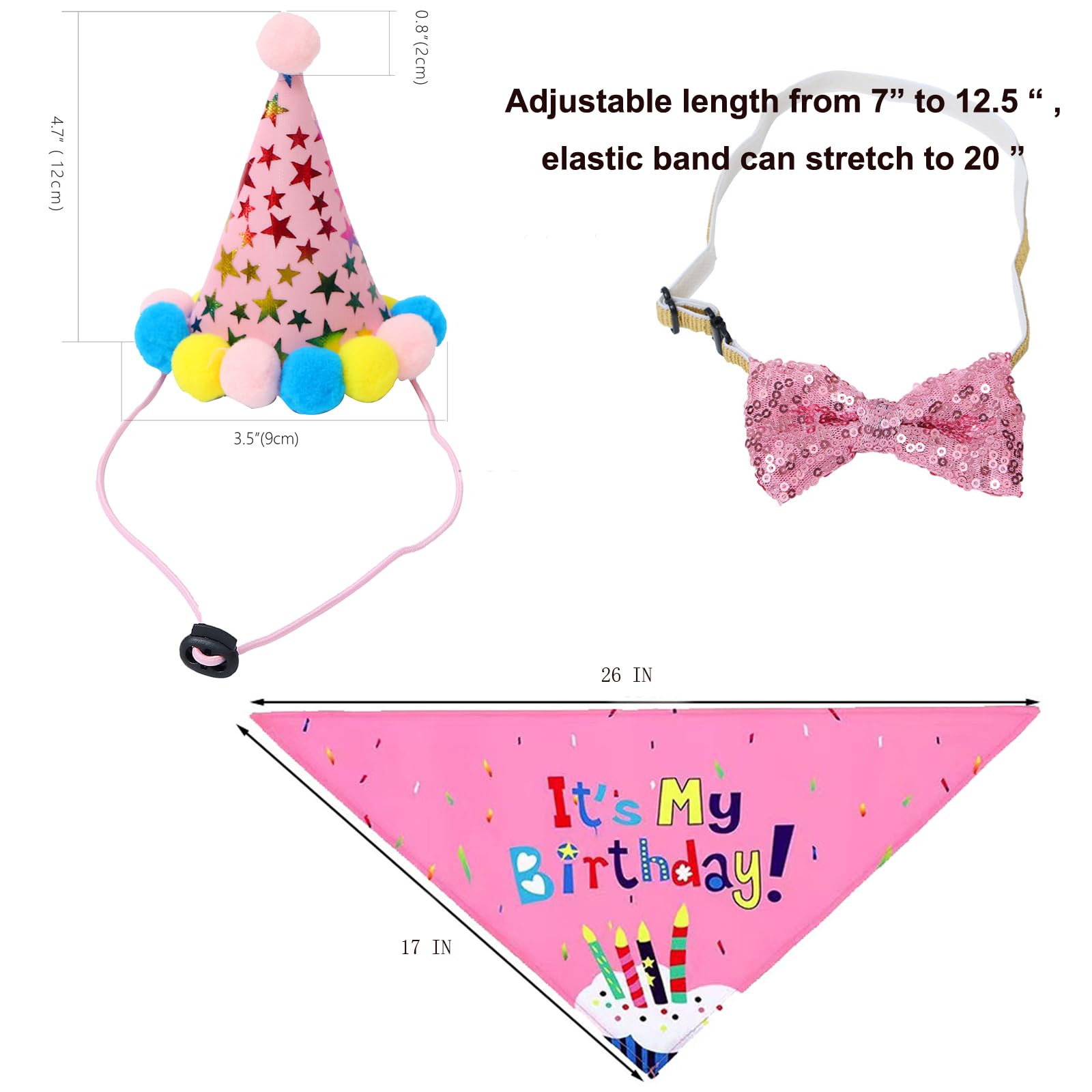Agirlvct Dog Birthday Party Supplies, Girl Dog Puppy Theme Birthday Decorations,Dog Birthday Hat,Bow Tie,Bandana,Banner for Smal