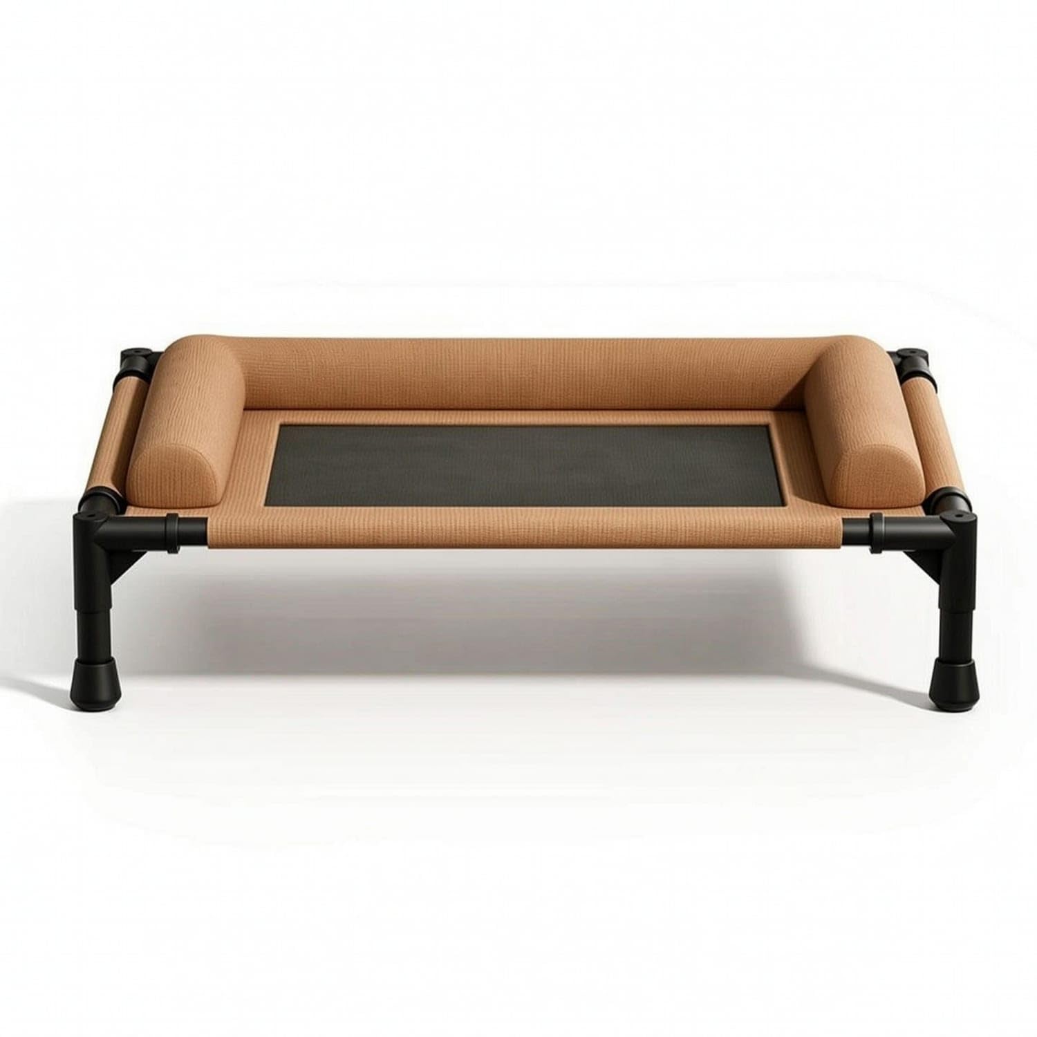 Breathable Elevated Dog Bed Washable Dog Bed with Bolsters Removable Raised Pet Cot for Medium Dogs, Indoor, Brown, M a