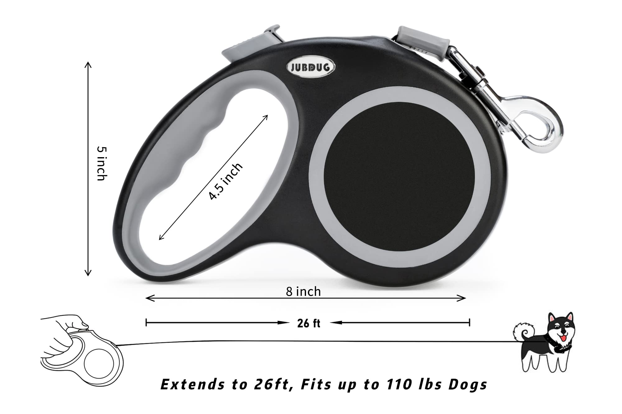 Retractable Dog Leash, 26 Feet Dog Leash For Small To Large Dogs Up To 110Lbs,Heavy Duty Design With Anti-Slip Handle, One-Hande