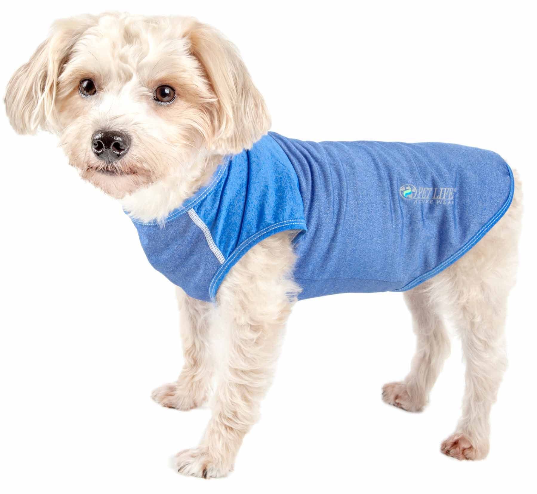 Pet Life ® Active 'Aero-Pawlse' Heathered Fitness And Yoga Dog T-Shirt Tank Top - Performance Pet T-Shirt With 4-Way-Stretch And Quick-Dry Technology - Summer Dog Clothes With Added Reflective Safety