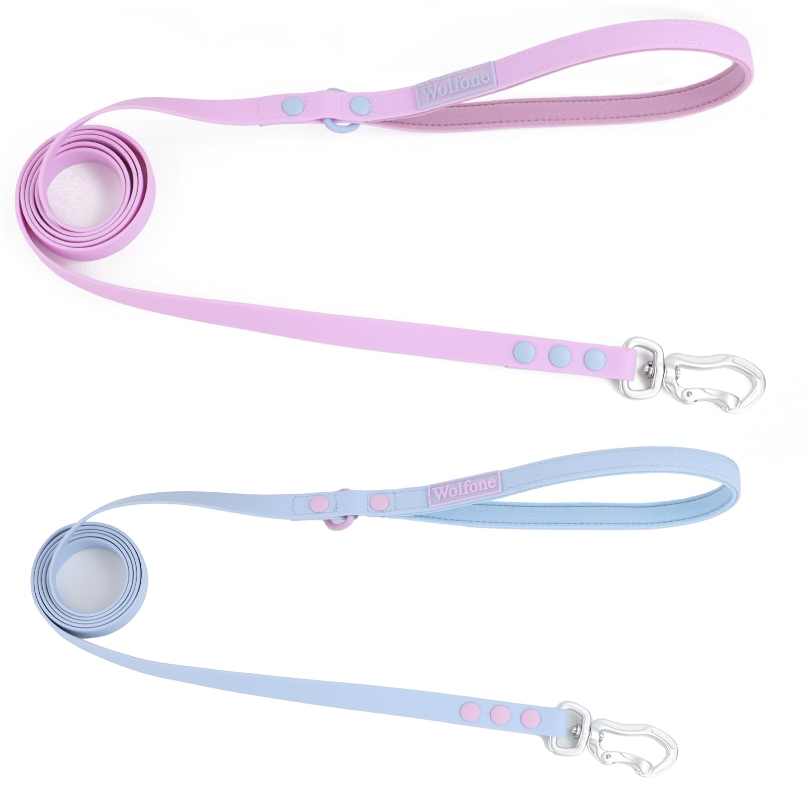 Wolfone Waterproof Dog Leash Carabiner Leash For Dogs Soft Handle Easy Care 5Ft*15Mm*2.0Mm Sweet Lilac