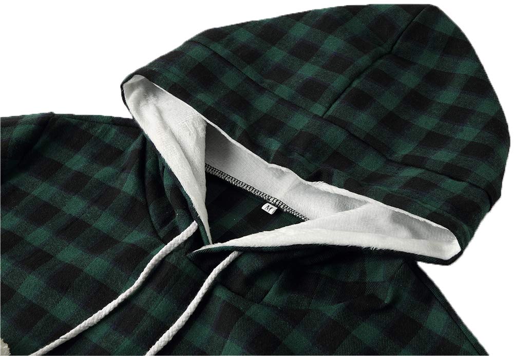 Jomago Womens Pet Carrier Thin Hoodies Kitten Puppy Pouch Shirts Animal Holder Hood Long Sleeve Sweatshirt Plaid Green