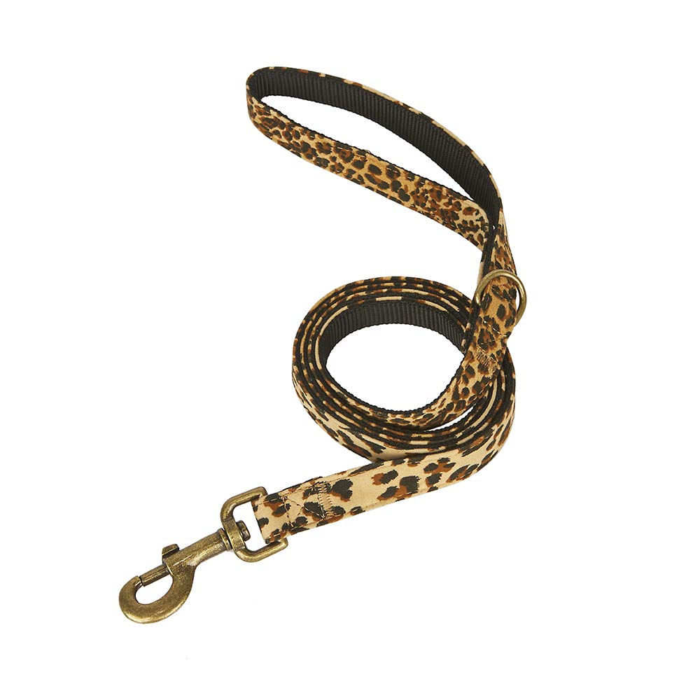 Petiry Dog Leash Leopard Pattern, 5 Feet Length, Durable Nylon With Ribbon For Small And Medium Dogs.(Small, Leopard Leash)