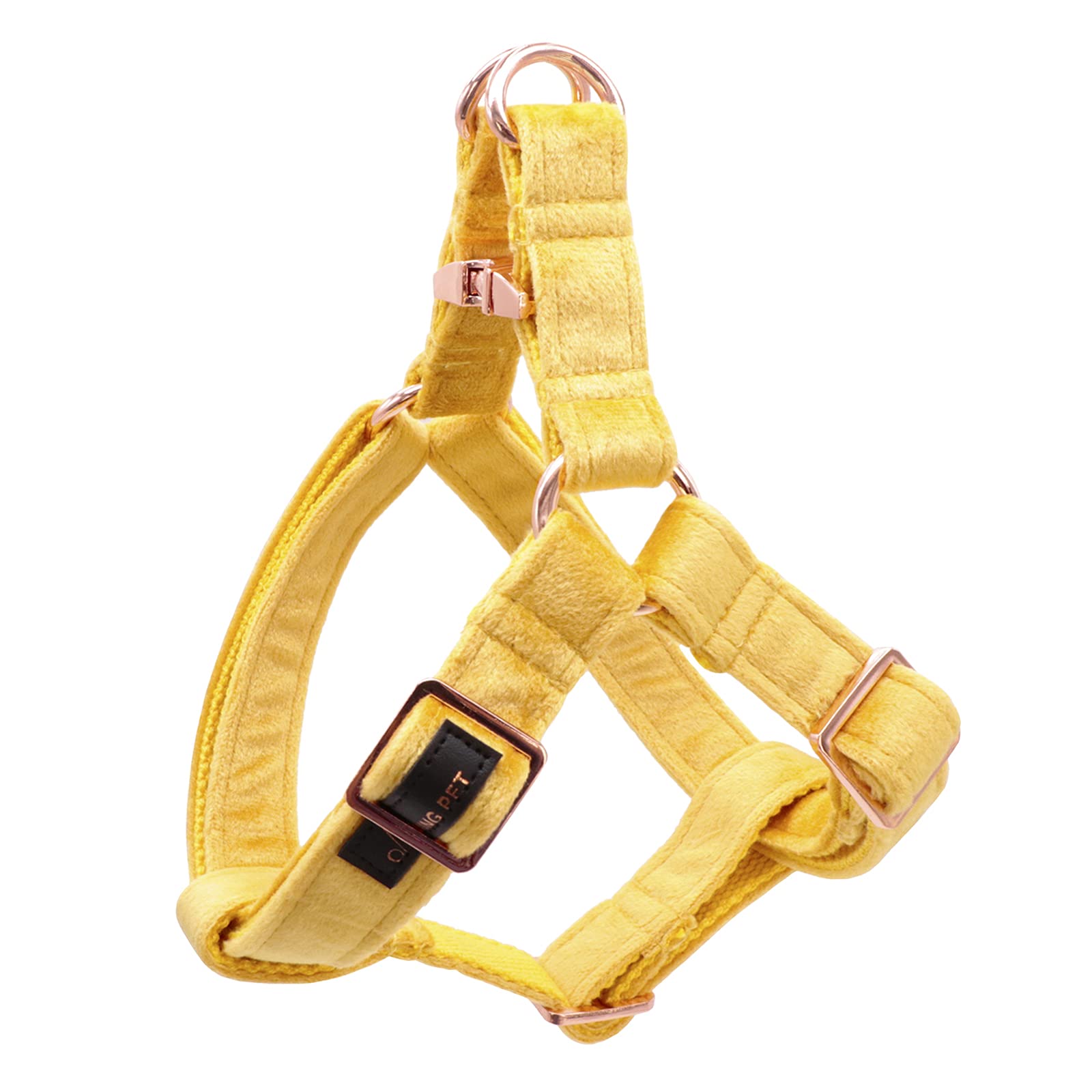 ARING PET Velvet Dog Harness, Medium, Yellow, Elegant, Unique, Safe Design, Velvet Material, Durable Metal Buckle