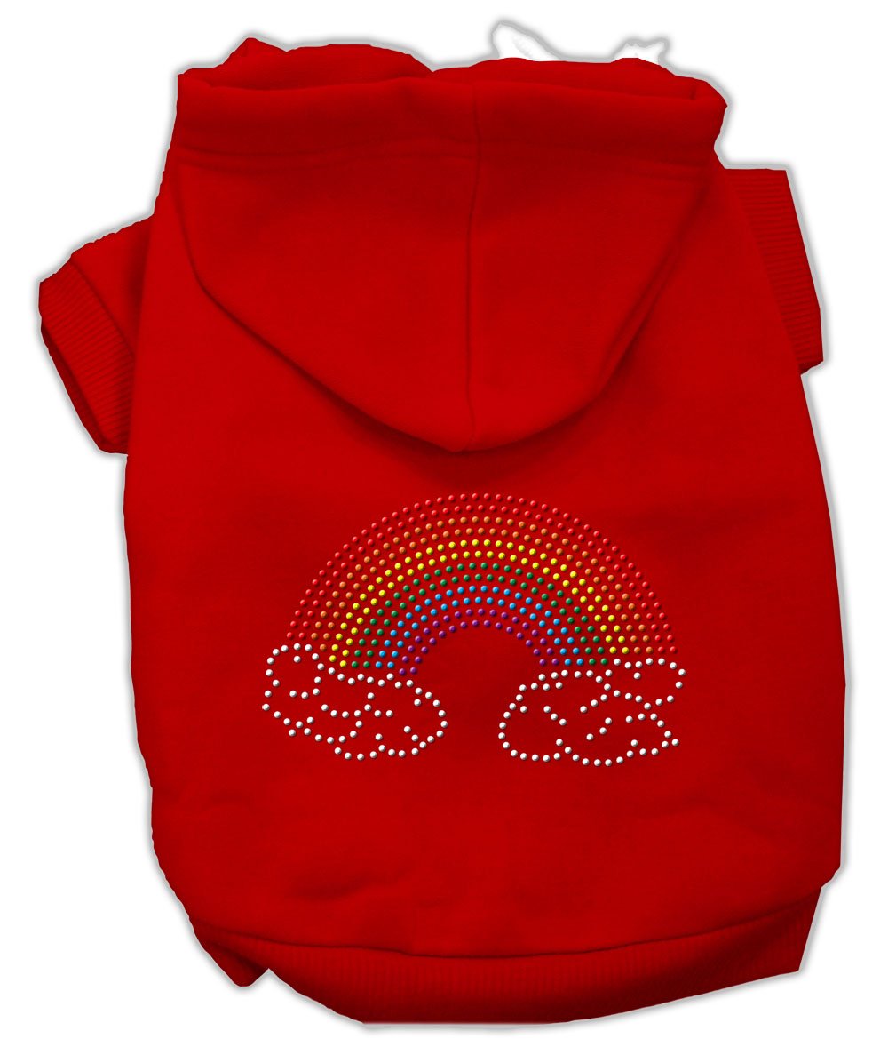 Pet, Dog & Cat Hoodie Rhinestone, "Rainbow" Red MD (6-10 lbs.)