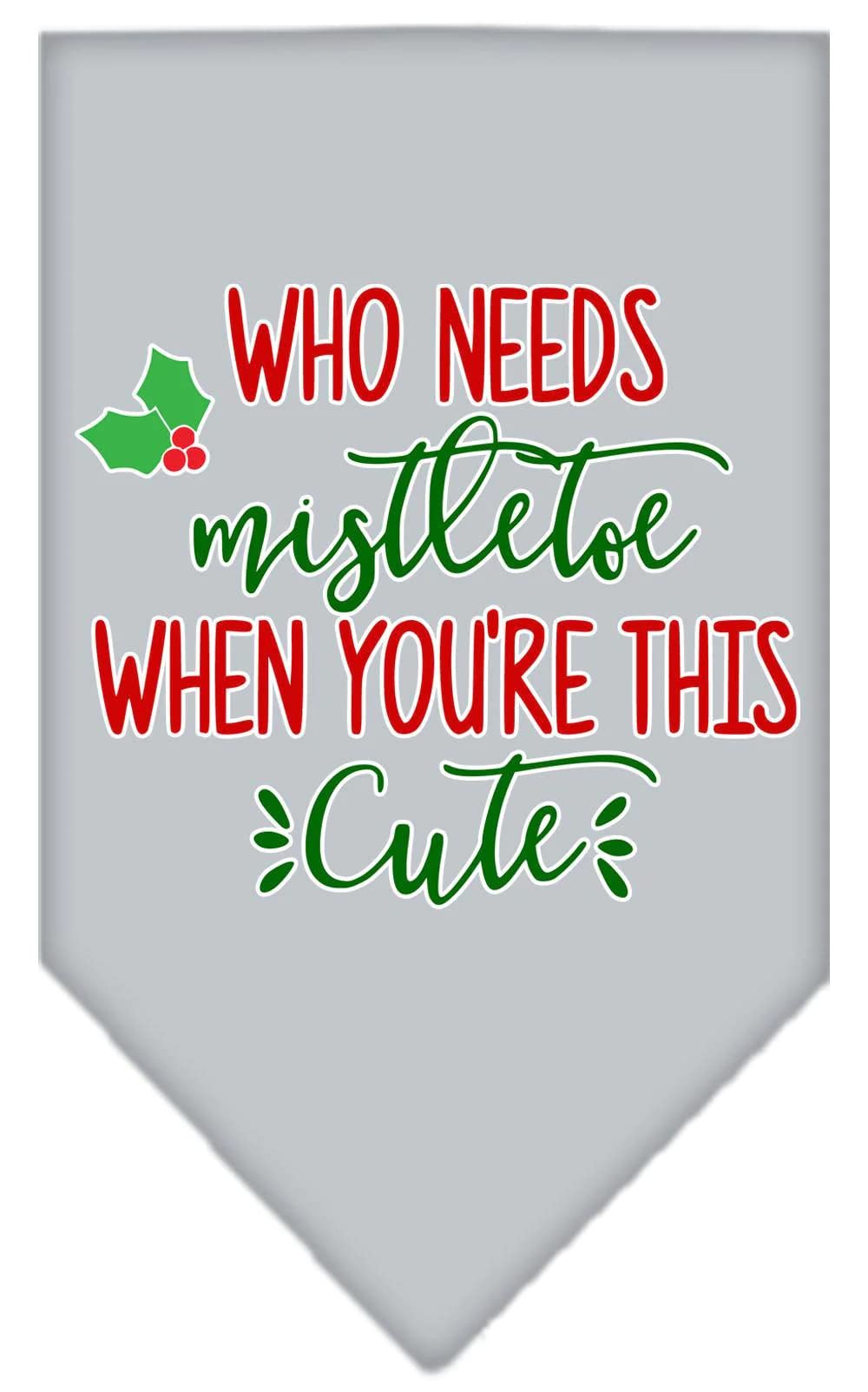 Christmas Pet and Dog Bandana Screen Printed, "Who Needs Mistletoe" Lime Green Small