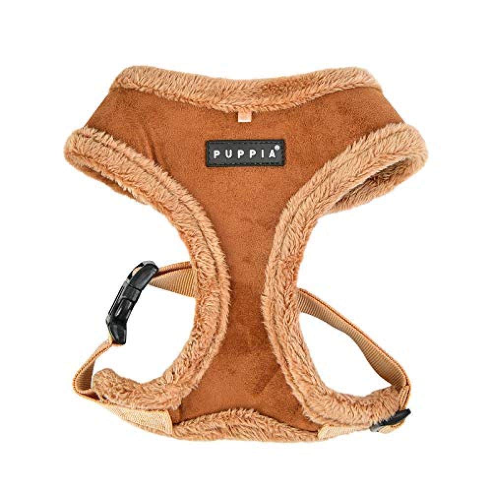 Puppia Terry Dog Harness Over-The-Head Winter Suede Warm No Choke No Pull Training Walking For Small And Medium Dog, Grey, Large