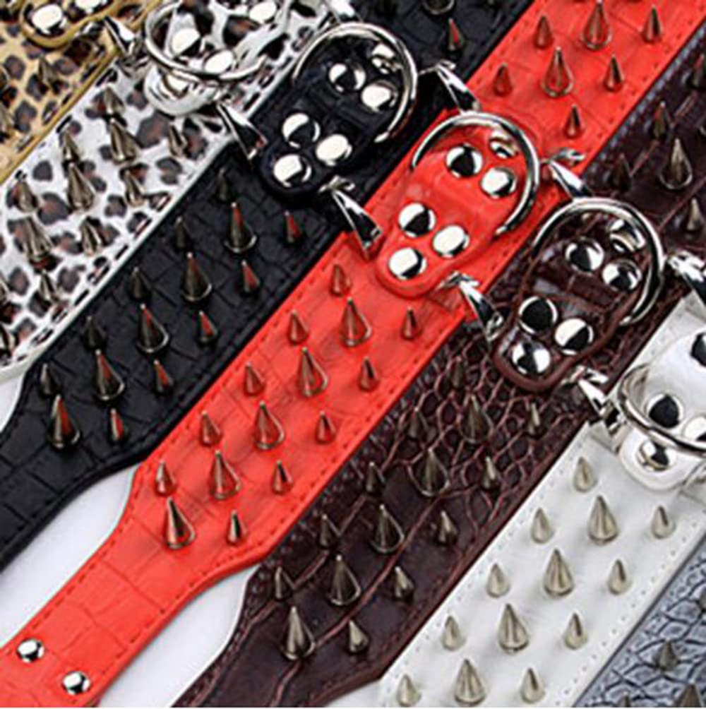 Serijoars Spiked Studded Dog Collar, Pu Leather Dog Collar, Adjustable Pet Collars For Medium Or Large Breed Pet (M, Pink5)