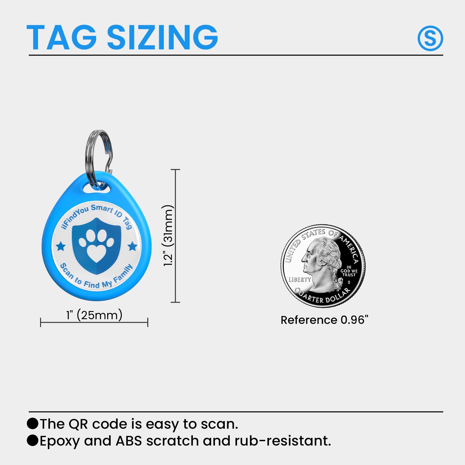 ilFindYou Personalized QR Code Tag for Kitten Collar, Cat Tracker With Scan Location Alerts, Blue S