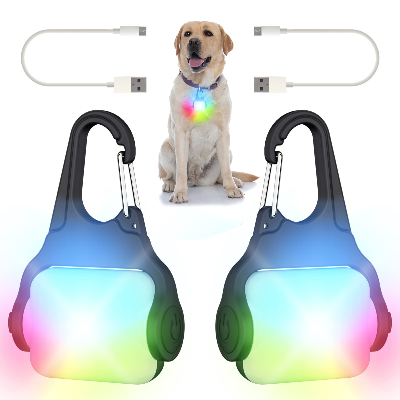 Dog Lights For Night Walking - Color Changing Dog Collar Light, 4 Modes Rechargeable Dog Light, Ip65 Waterproof Dog Walking Ligh