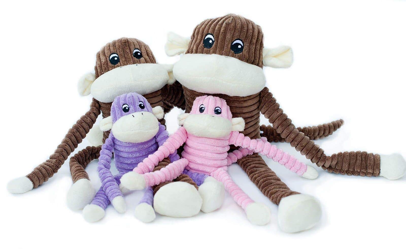 Zippypaws Spencer The Crinkle Monkey Plush Dog Toy With Round Squeaker And Crinkle Arms And Legs, X Large, Brown