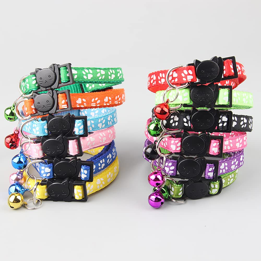 Flymind 18Pcs Reflective Cat Id Collars With Bell Adjustable 19-32Cm, Soft Nylon Adjustable Breakaway Identification Collars For
