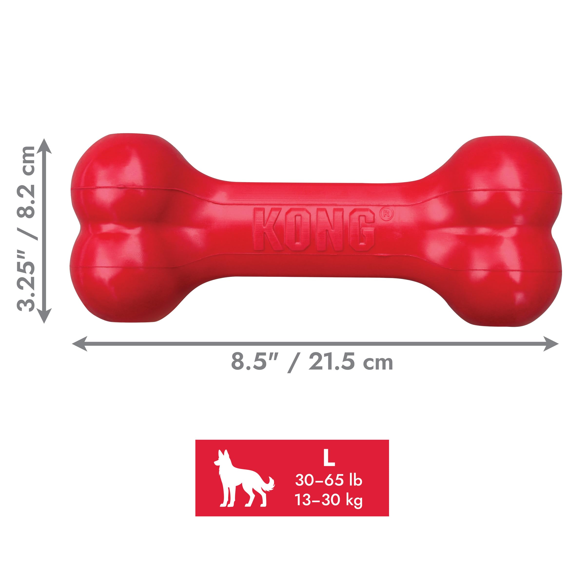 Kong Goodie Bone - Treat Dispensing Natural Rubber Bone - Red - For Large Dogs (2 Pack)