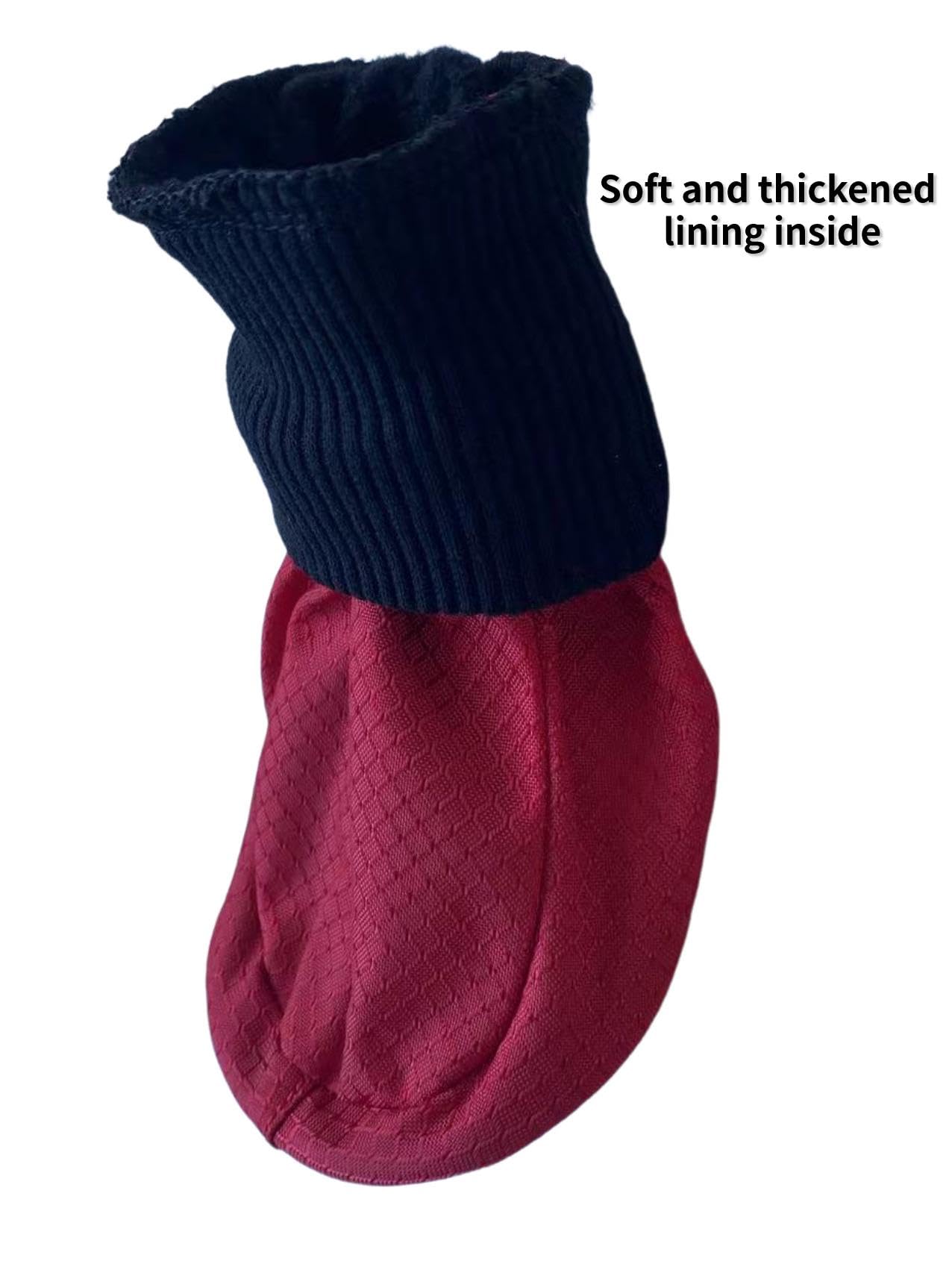 LONSUNEER Winter Paw Protector Dog Boots Waterproof Soft Sole and Nonslip Set of 4 Color Red Size XL